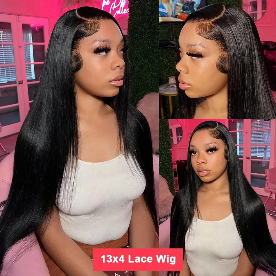 40 Inch 250 Density Straight Lace Front Wigs Human Hair 13x6 HD Lace 13x4 Transparent Frontal Wigs Pre Plucked For Black Women