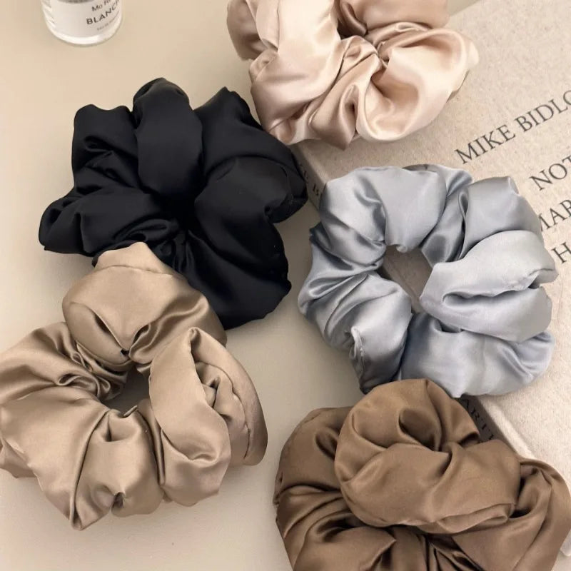 2024 Pillow Sleep Headband Elastic Ponytail Scrunchie for Women Hair Accessories Girls Soft Solid Satin Filled Cotton Big Bands