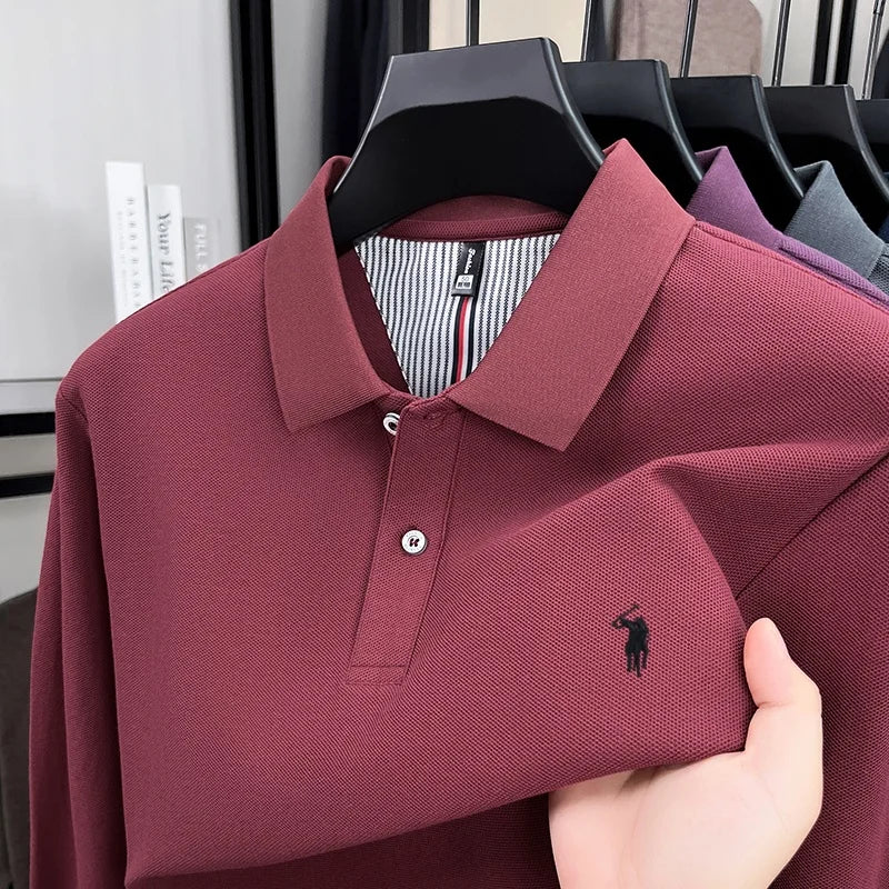 Fashion autumn and winter new item Paul brand embroidered polo shirt mens brand business casual comfortable long sleeved T-shirt