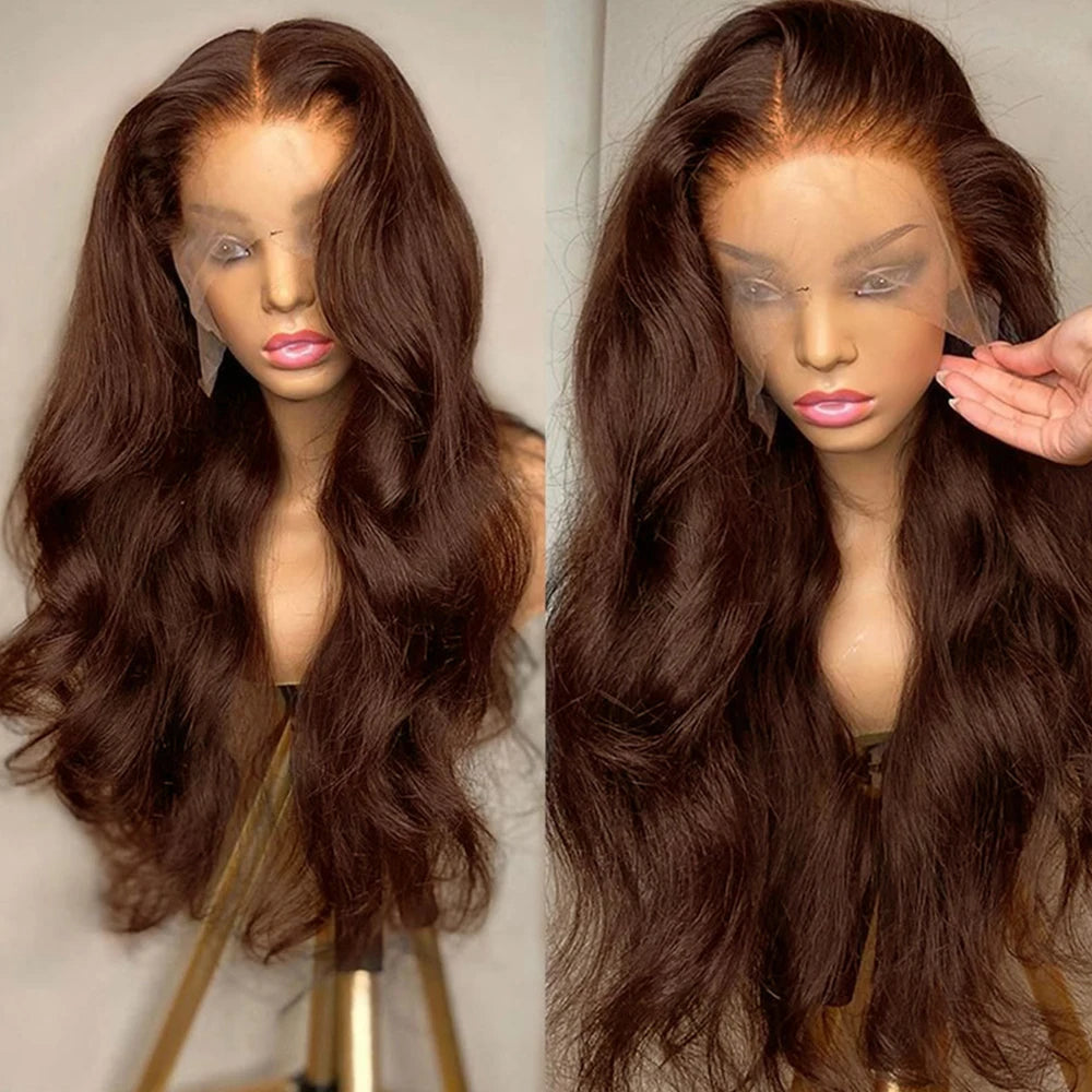 13x4 Brown Lace Front Wig Female Brazilian Body Wave Human Hair Wigs For Women Glueless Chocolate Brown 13x6 Hd Lace Frontal Wig