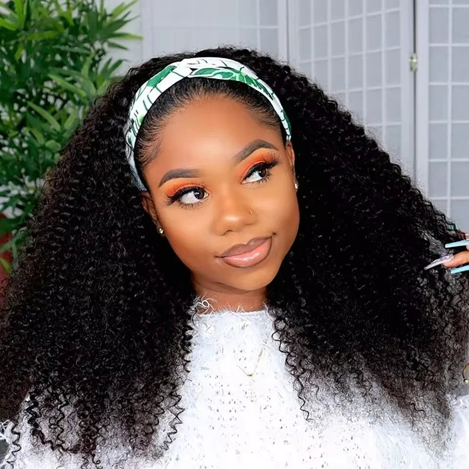 Afro Kinky Curly Headband Wigs Remy Human Hair Wig Glueless Headband Afro Kinky Curly Wig For Black Women 180 Density