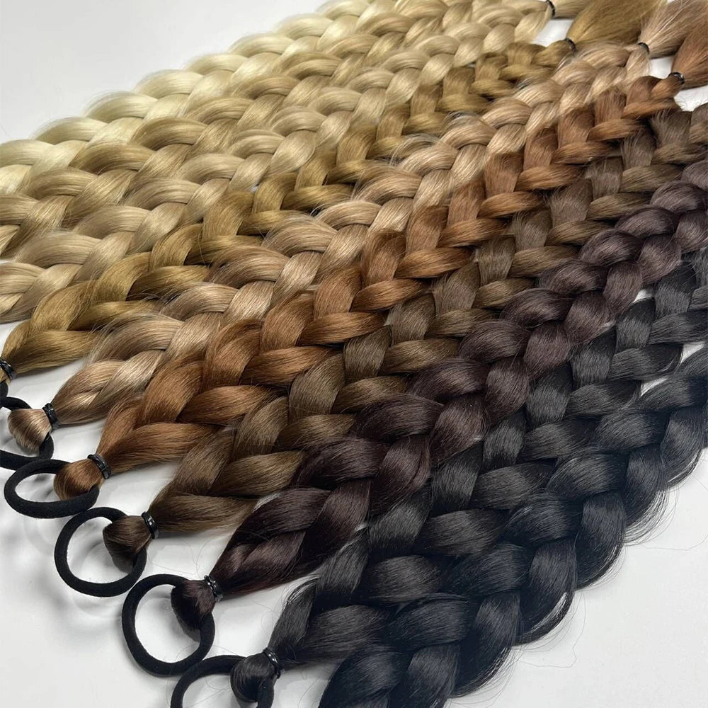 Synthetic Braided Ponytail Extensions Blonde Hairpiece Long Pony Tail With Hair Tie Rubber Band Hair Blonde For Women