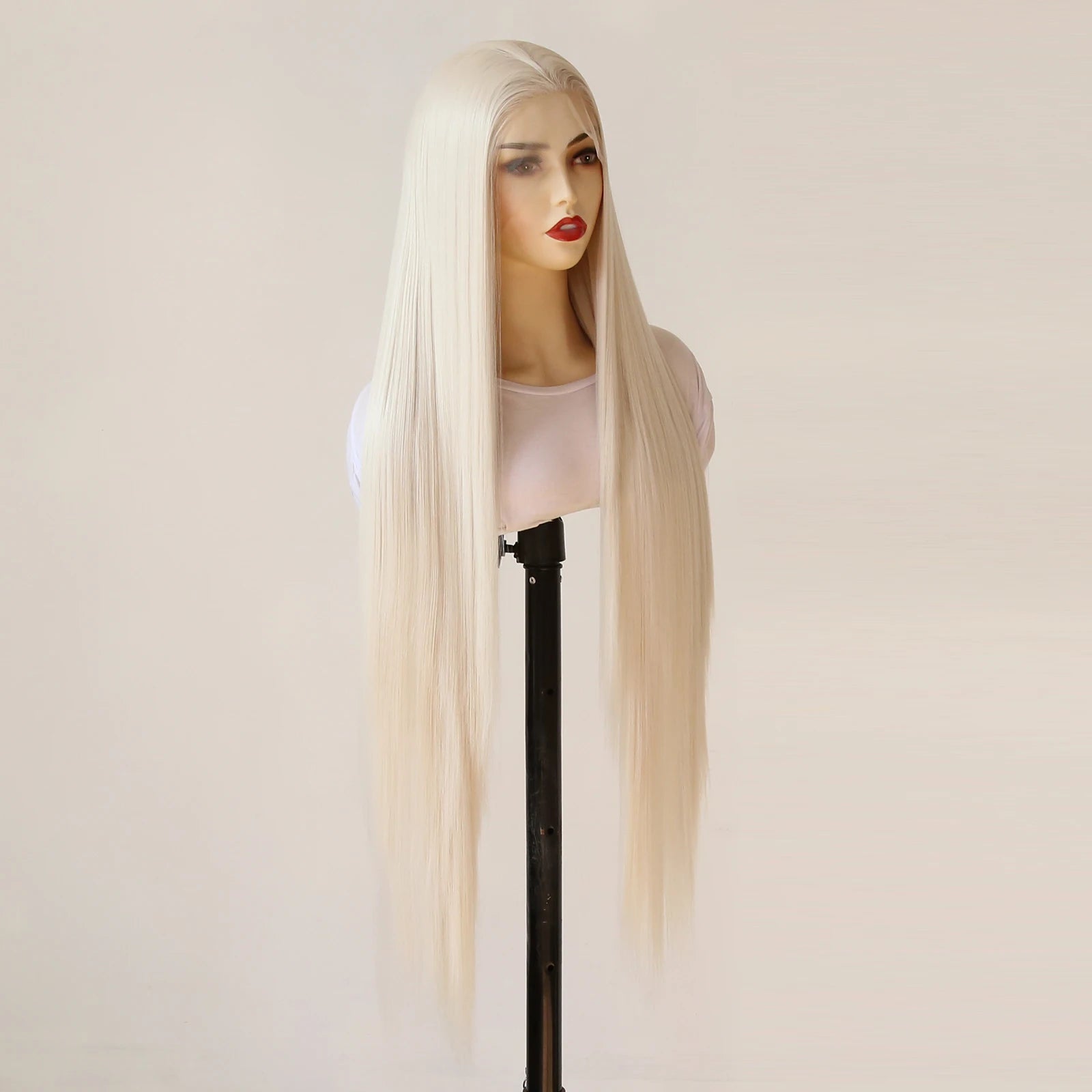 Platinum Blonde Wig 13x4 Synthetic Lace Front Wig Long Straight 40inch Synthetic Wig Pre Plucked Heat Resistant Fiber Hair Wig