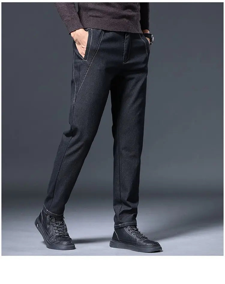 Jeans Men's Autumn and Winter Fit Straight Men's Pants New Style Men's Pants Black Versatile Stretch Men's Casual Pants