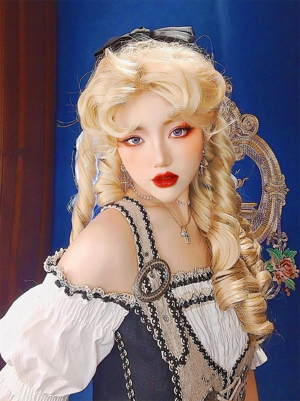 LM Golden Wig Synthetic Ombre Long Straight/Body Wave Middle Part Heat Resistant Natural Hair Wigs For Women Cosplay