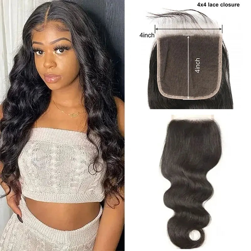 PerisModa Body Wave Human Hair Bundles With Closure 5x5 Transparent Lace 4×4 Brown Lace Brazilian Remy 12A Human Hair Extensions