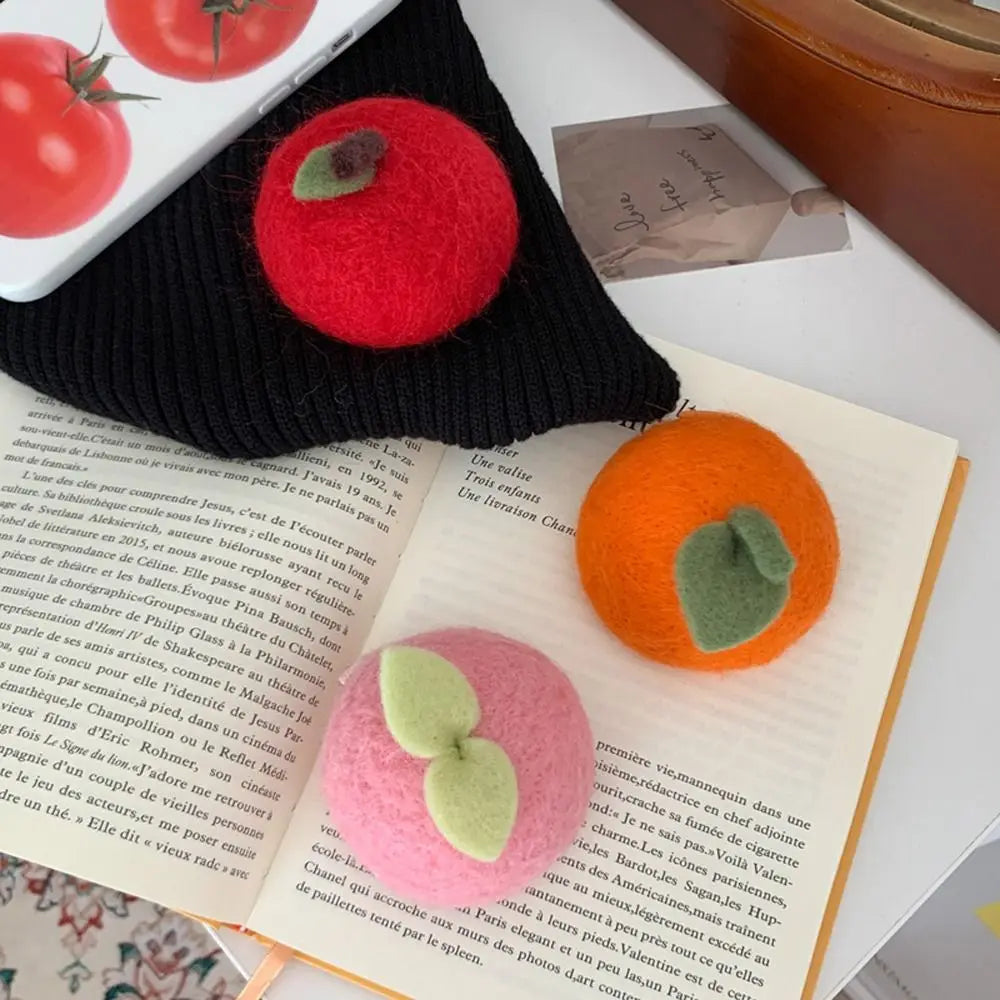Simulation Food Hairpins Cute Orange Hair Clips Barrettes Peach Hairpins Children Woolen Fruits Duckbill Clips  For Women