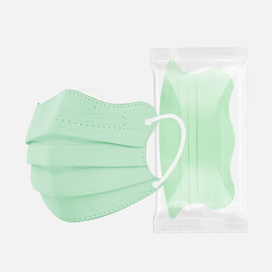 1-100pcs Disposable Face Mask Individually Wrapped 3 Layer Morandi Color Protective Anti Dust Face Cover Fashion Shape Design M