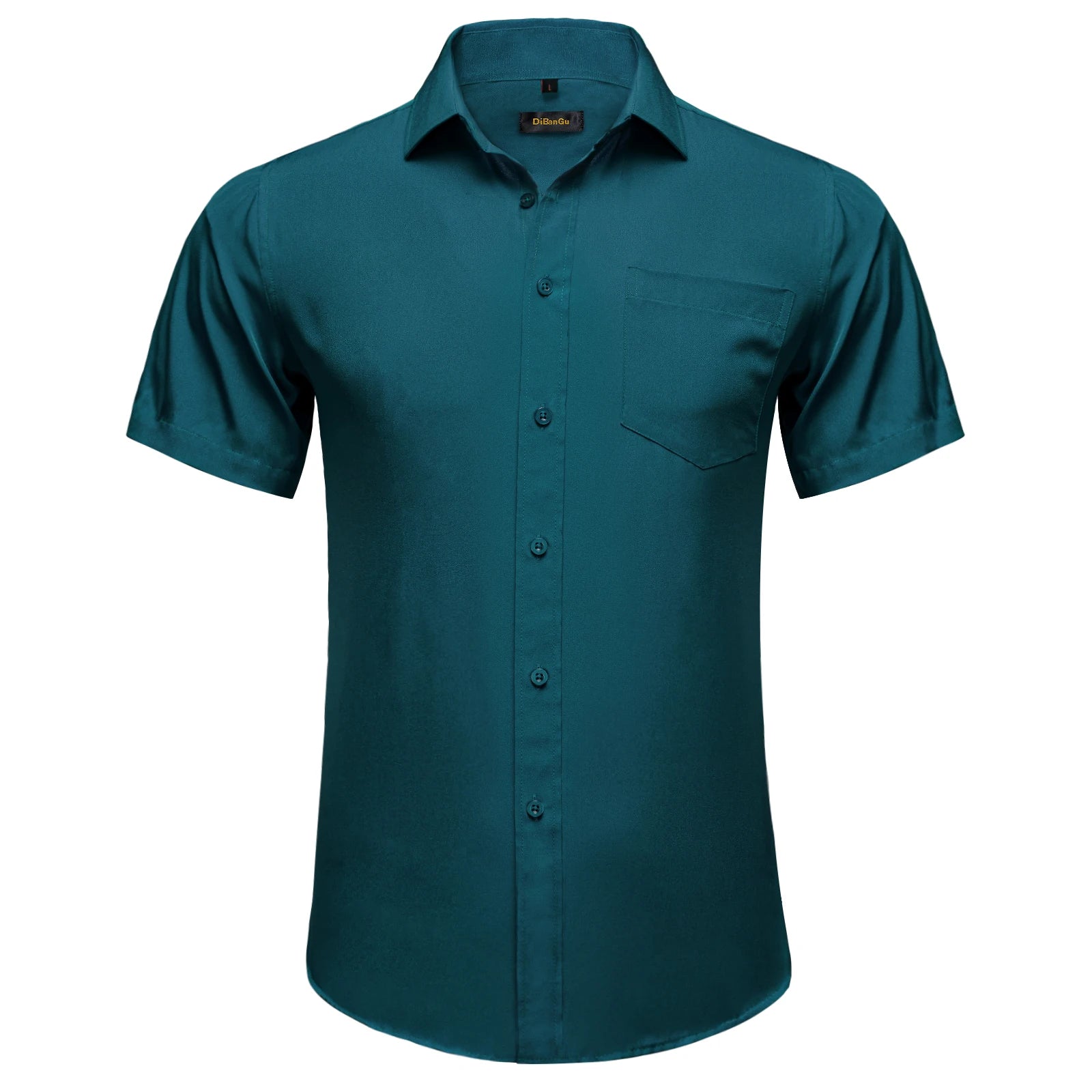 Men Shirts Short Sleeve Cotton Polyester Summer T-shirts Solid Black White Red Business Casual Tops Hawaiian Shirt