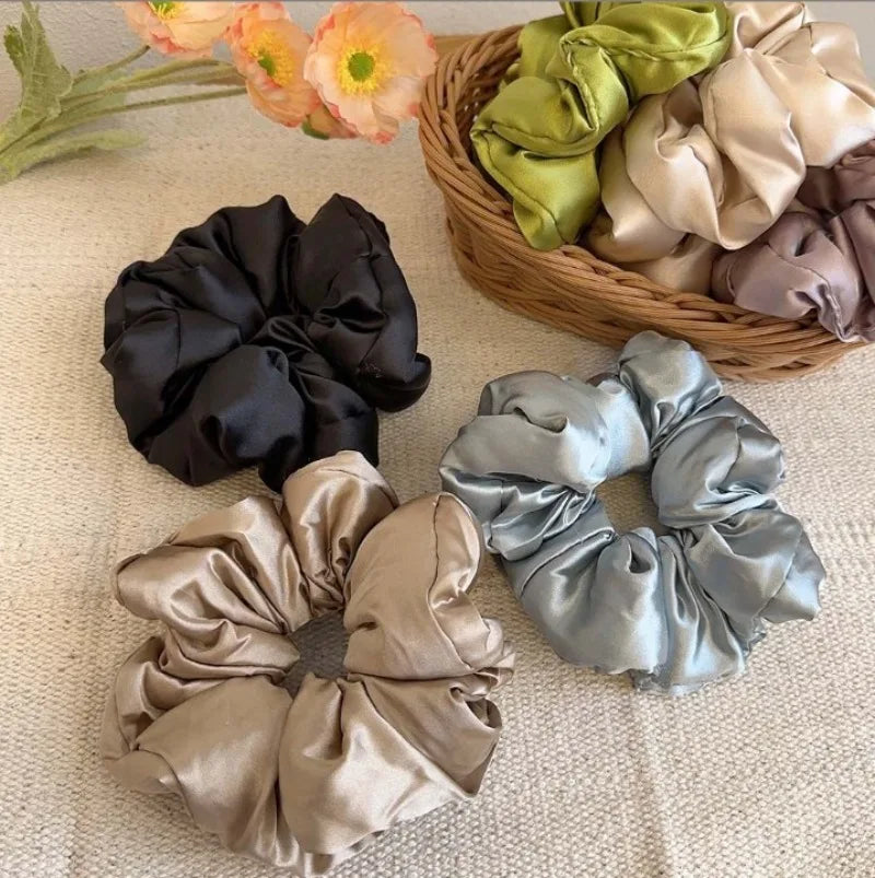 2024 Pillow Sleep Headband Elastic Ponytail Scrunchie for Women Hair Accessories Girls Soft Solid Satin Filled Cotton Big Bands
