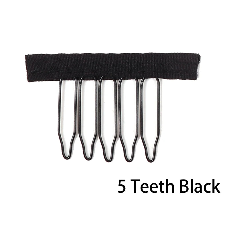 Nunify 12-24Pcs/Lot Black Wig Comb Clips With Steel Tooth Polyester Cloth Wig Accessories Styling Tools Convenient For Hair