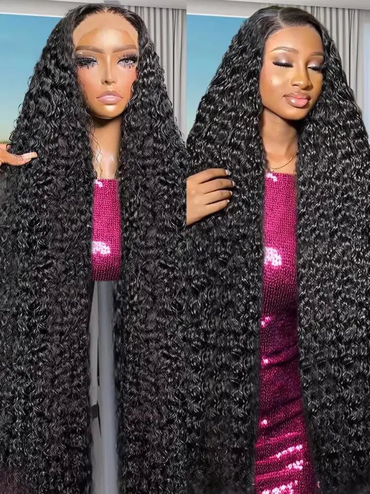 High Density 200% 40Inch Deep Wave 13x6 13x4 Lace Front Human Hair Wig Curly 360 Full Lace Frontal Wig Human Hair For Women