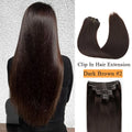 8Pcs Straight Hair Clip In Hair Extensions Human Hair #2 Dark Brown 100% Unprocessed Brazilian Remy Virgin Human Hair For Women