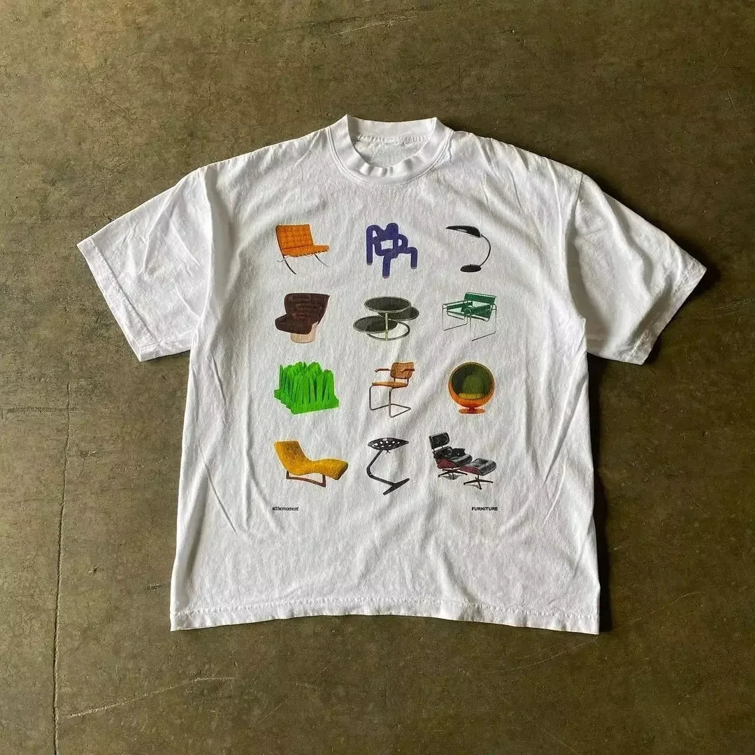 Y2K High Quality Pure Cotton T Shirt New Harajuku Fashion Kawaii Pattern Print Short Sleeve Round Neck Tshirt Top Women Clothing