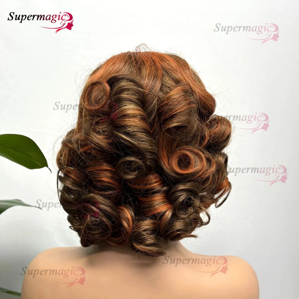 16" Loose Bouncy Curly 300 Density Glueless Lace Frontal Human Hair Wig Ready To Wear 5x5 HD Lace Wig Preplucked Hair For Woman