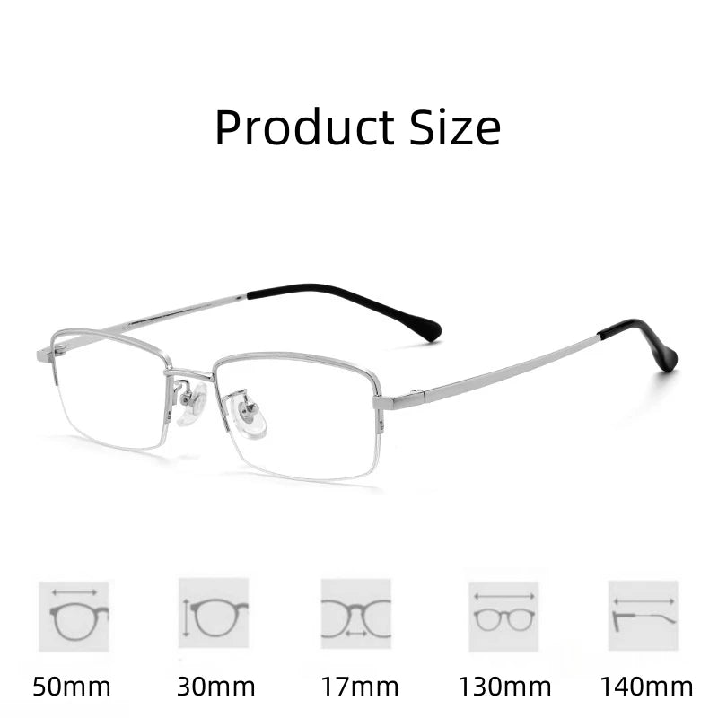 FIRADA Fashion Comfortable Glasses Retro Titanium Square Half Frame Eyewear Business Prescription Eyeglasses Frame Men 18001-C