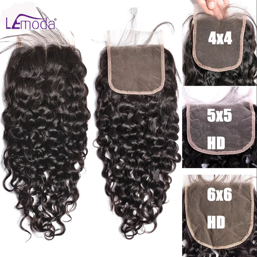 Water Wave Human Hair Bundles With 13x6 13x4 6x6 5x5 HD Transparent Lace Frontal Closure Brazilian Deep Wave Hair Extensions
