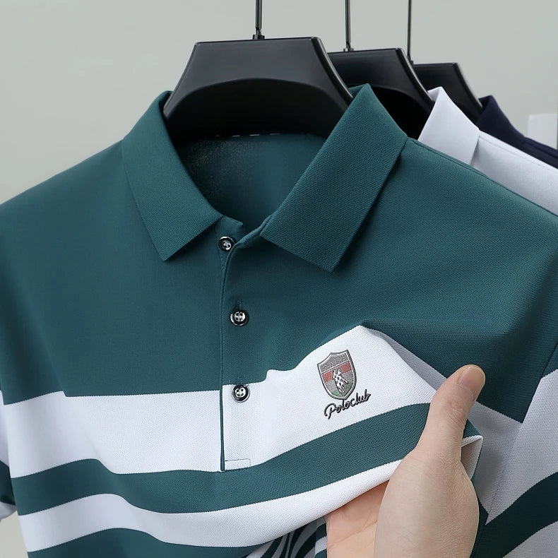 Light luxury fashion striped short sleeve polo shirt high-end brand embroidery summer breathable Paul T-shirt casual men's wear