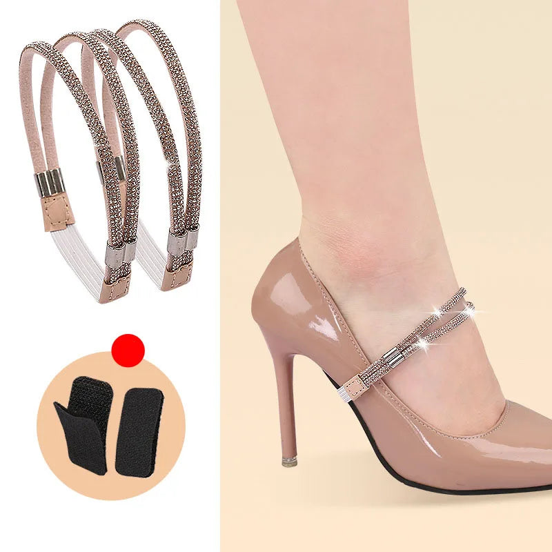 High Heels Shoes Band Anti-loose for Women Diamond Shoelaces Anti-drop Heel Straps Belt Drill Elastic Fixing Rhinestone Belts