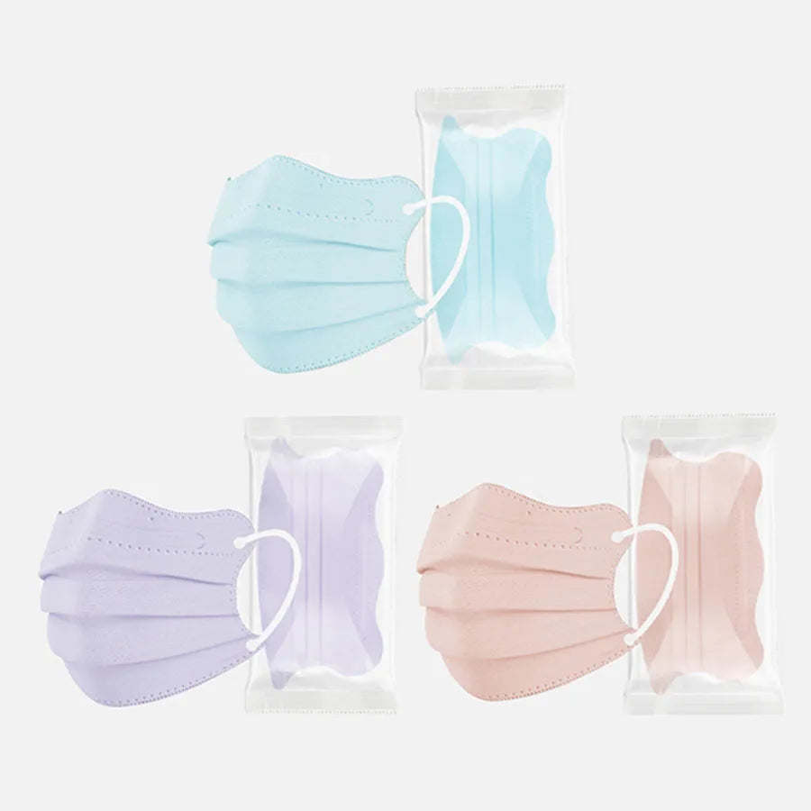1-100pcs Disposable Face Mask Individually Wrapped 3 Layer Morandi Color Protective Anti Dust Face Cover Fashion Shape Design M