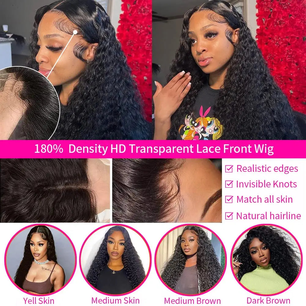 Curly Lace Front Wig Human Hair 13x4 13x6 Deep Wave Lace Frontal Wig 6x4 5x5 Glueless Transparent Pre Cut Lace Wigs 210 Density