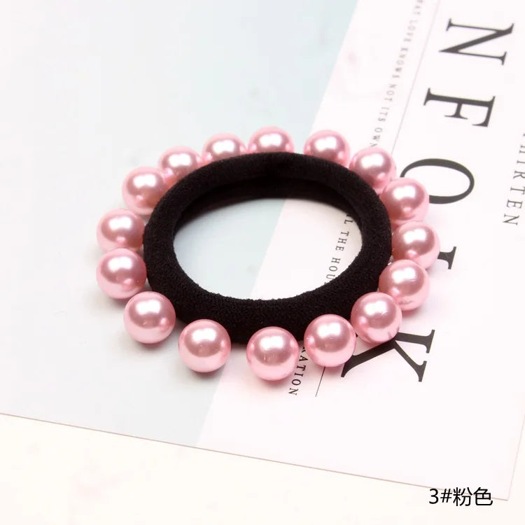 1PC Fashion Girl Elastic Hair Band Pearl Black Hair Rope Elegance Women Hair Accessories Rubber Band Ponytail Holder Tie Gum