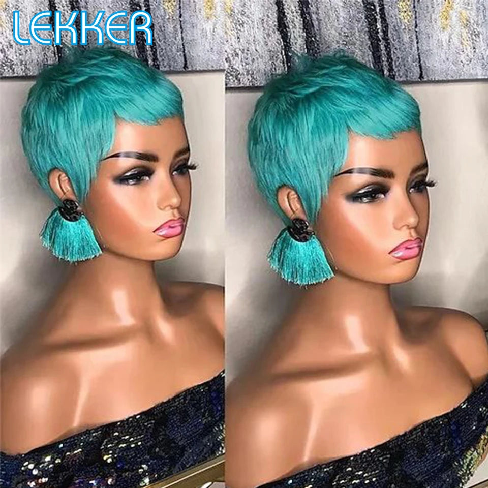 Lekker 613 Blonde Short Pixie Cut Bob 100% Human Hair Wigs For Women Brazilian Remy Hair Full Machine Made Colored Glueless Wig