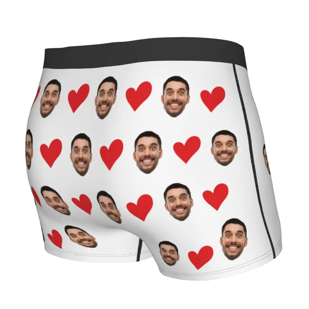 Personalized Face Photo Underwear - Custom Heart Boxer Briefs - Custom Men Briefs - Gift For Husband - Anniversary Gift for Dad