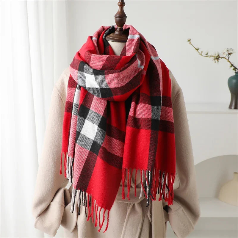 Premium Cashmere Plaid Scarf - Blend of Classic Charm & Modern Elegance