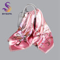 BYSIFA| Blue Pink Silk Women Scarf Spring Fashion Chinese Style Elegant Square Scarves Shawls Fouldard Fall Winter Scarves Wraps