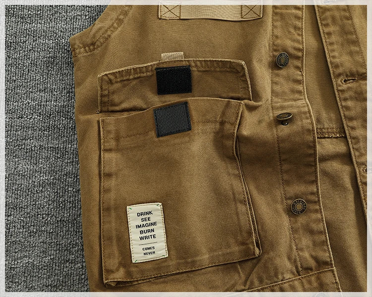 Patchwork stitching vest vest Spring and autumn men and women couples American outdoor multi-pocket sleeveless coat