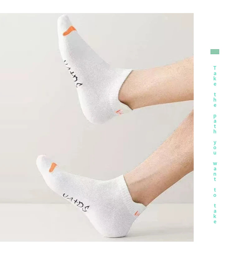 5 pairs of new summer men's short socks, light and thin casual mesh breathable boat socks, fashionable street socks
