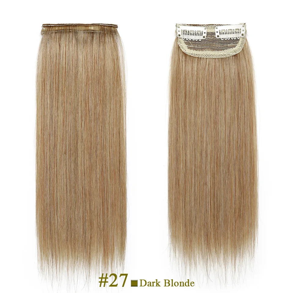 S-noilte 1pc Straight Clip in Hair Extensions Human Hair Side Head 8inch 12inch Black Brown Women Fake Hairpiece Platinum Blonde