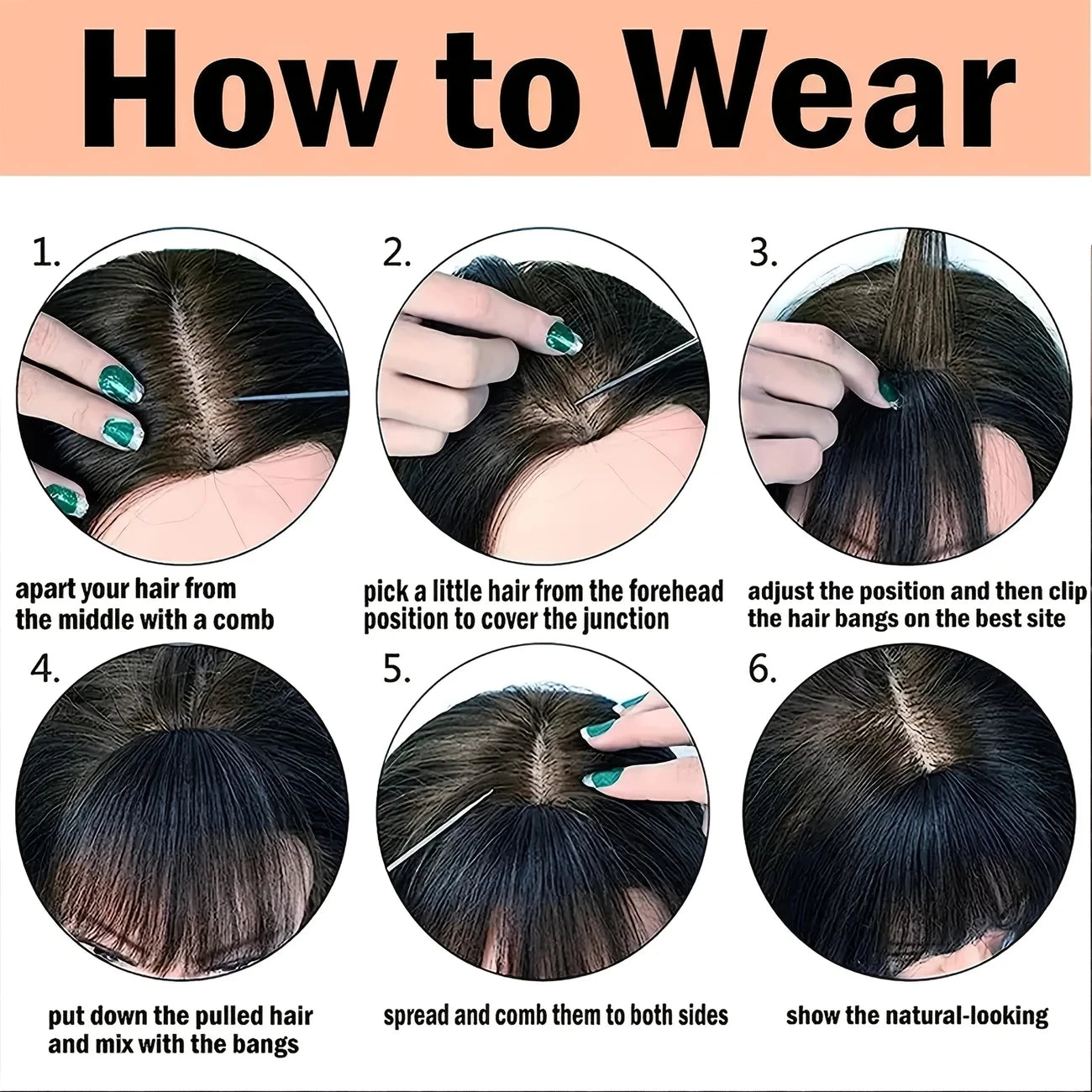 Clip-In Bangs Hairpiece for Women 100% Human Straight Hair Toppers for Daily Wear Available in Black Brown More Colors