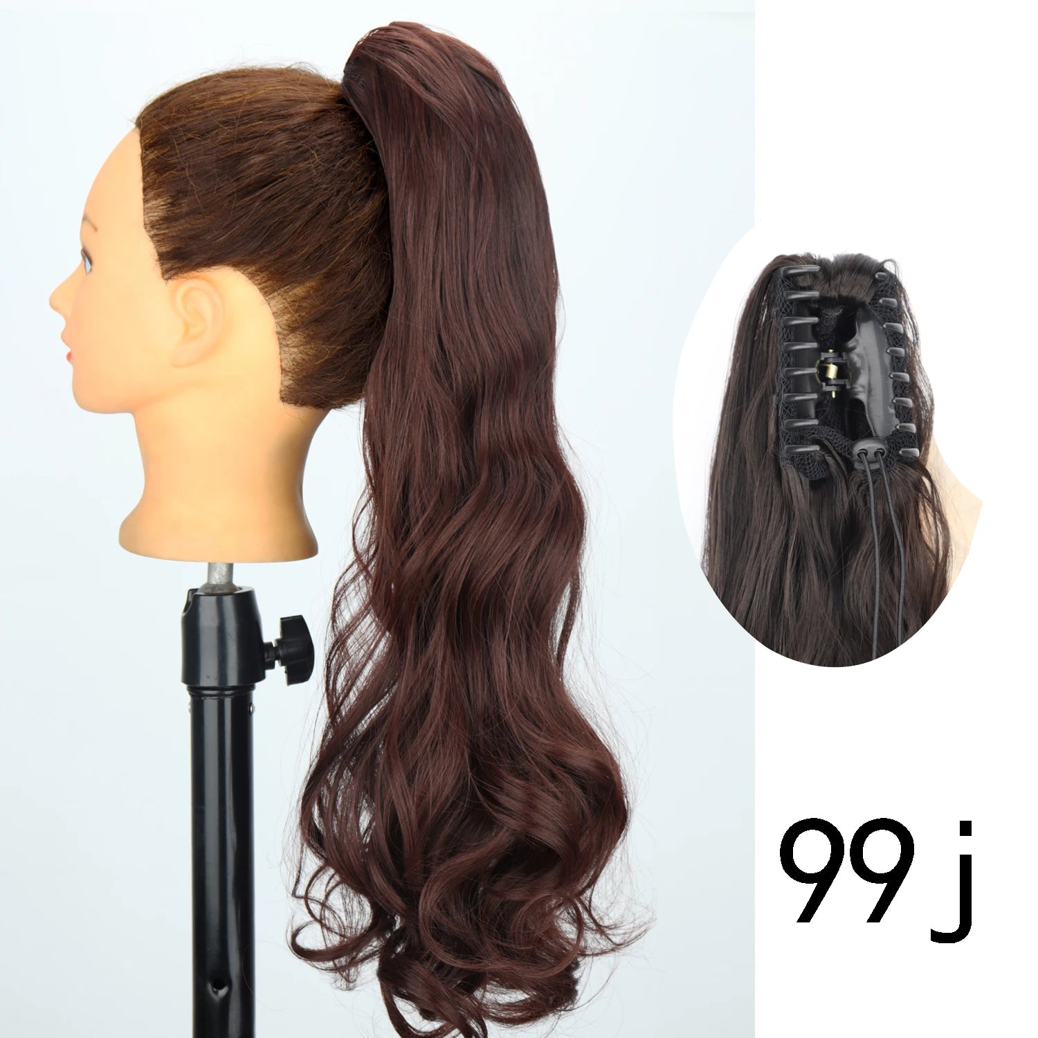 Synthetic 24Inch Wavy Claw Clip On Ponytail Hair Extension Ponytail Extension Hair For Women Pony Tail Hair Hairpiece