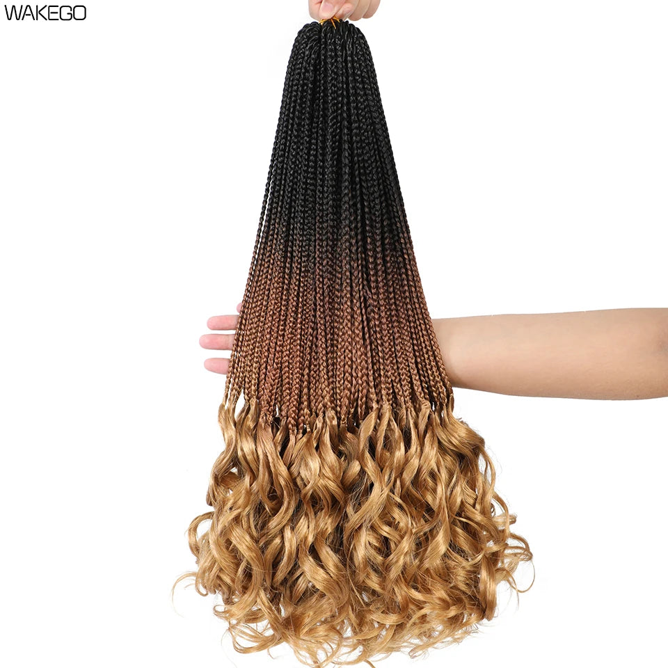 24 18 14 Inches French Curly Crochet Braids New Goddess Box Braids Bouncy French Curl Braid Hair Crochet Synthetic Braiding Hair