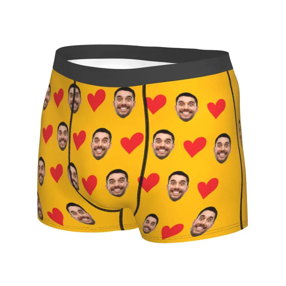 Personalized Face Photo Underwear - Custom Heart Boxer Briefs - Custom Men Briefs - Gift For Husband - Anniversary Gift for Dad