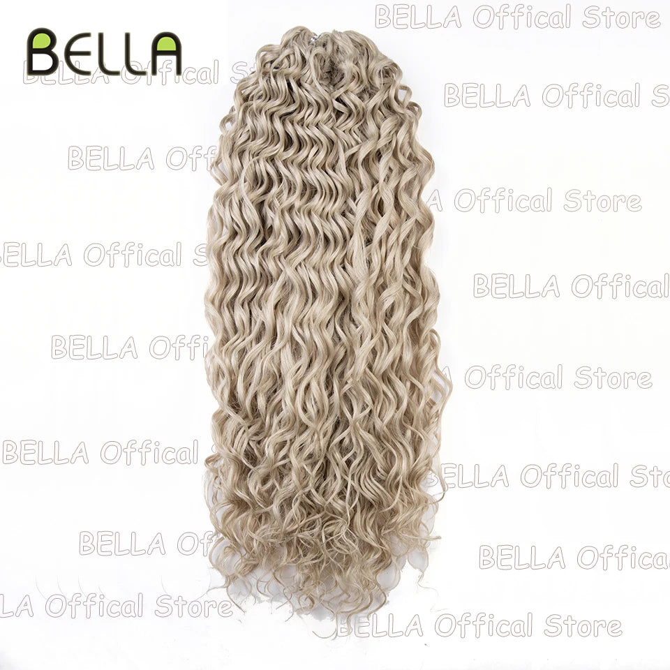 FASHION IDOL Curl Hair Deep Wave Twist Hair Extensions For Women 20 Inch Ombre Blonde Crochet Fake Hair Synthetic Crochet Braids