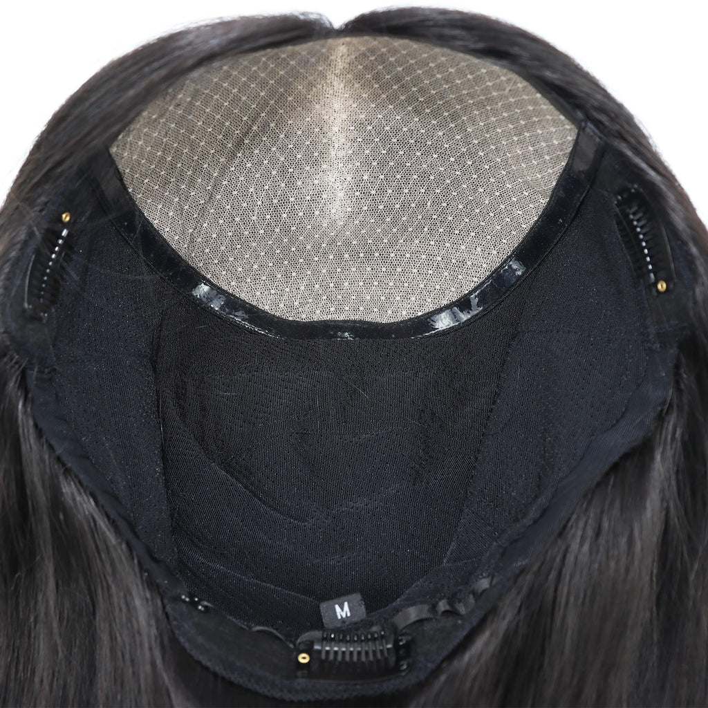Medical Wig Real Virgin Human Hair Silk Top Natural Look Soft Light Breathable Elastic Net Comfortable Wearing for Women