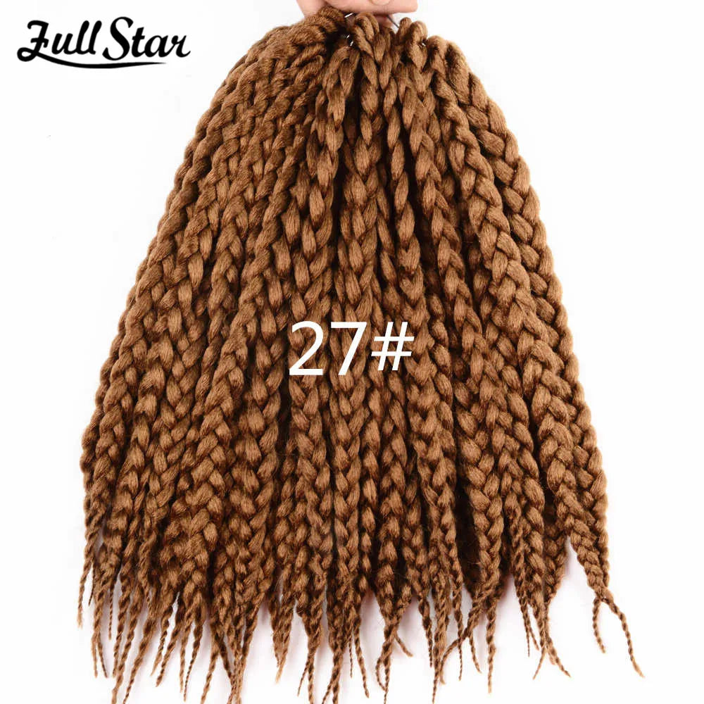 Full Star Box Braids Synthetic Hair 12" 18" 22" Crochet Braids Style Black Burgundy Brown for Africa America Women Crochet Hair