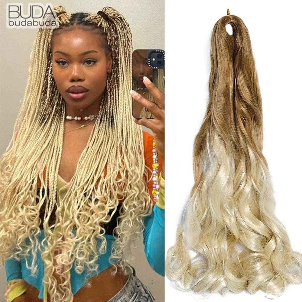 French Curls Braiding Hair Extensions 24Inch Synthetic Curl Hair Loose Wave Spiral Curl Crochet Hair Braids For Black Women