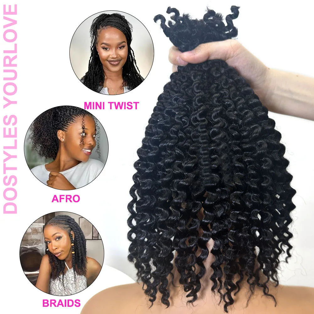 16 Inch 100G Afro Kinky Curly Bulk Human Hair For Braiding For Micro Twist 100% 4B No Weft Twists Human Hair Bundles Extensions