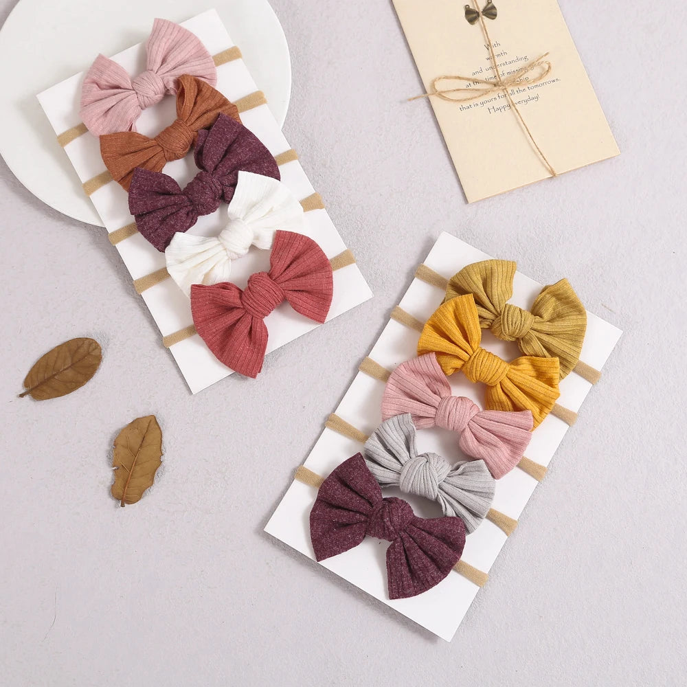 5Pcs/Lot Baby Headband for Baby Girls Soft Nylon Elastic Solid Color Hairband Print Hair Bow Kids Headwear Baby Hair Accessories