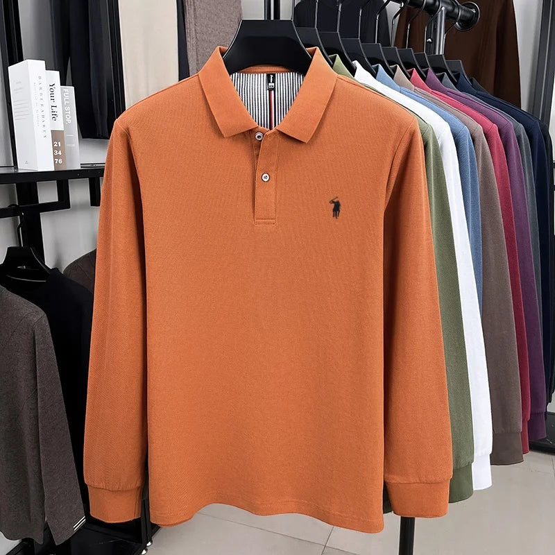 Fashion autumn and winter new item Paul brand embroidered polo shirt mens brand business casual comfortable long sleeved T-shirt