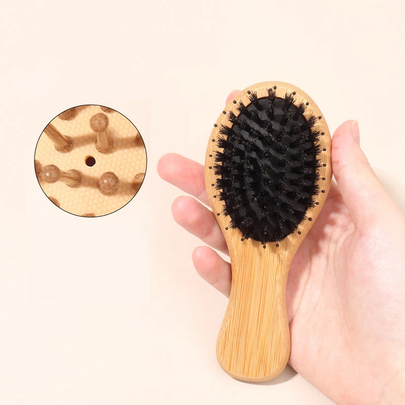1pc bamboo mini air cushion comb anti-static comb hair care styling comb to reduce hair loss Special for real hair wigs
