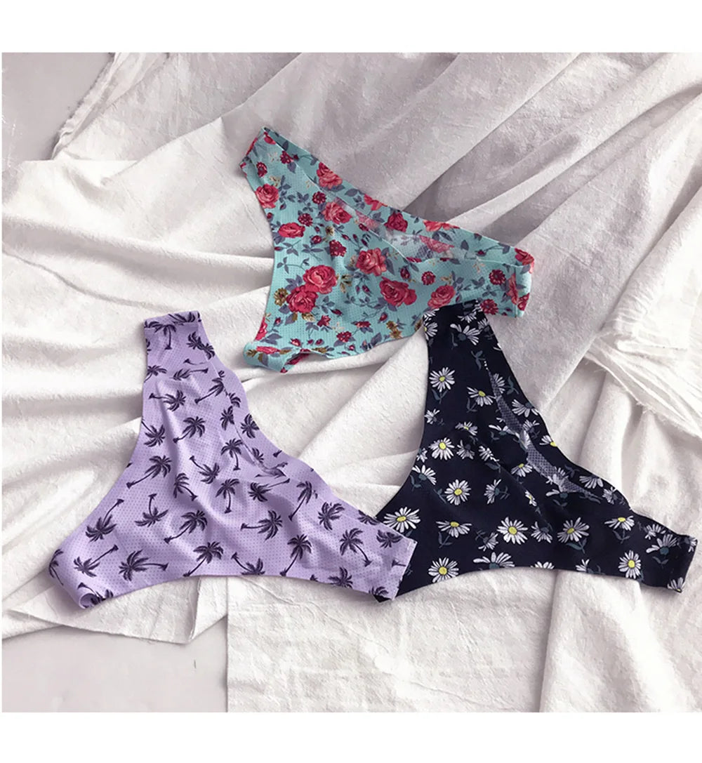 Poblador Sexy Women's Panties Seamless Underwear Comfortable Print G-string Thongs Intimate Female Lingerie Ladies Pantys Tanga