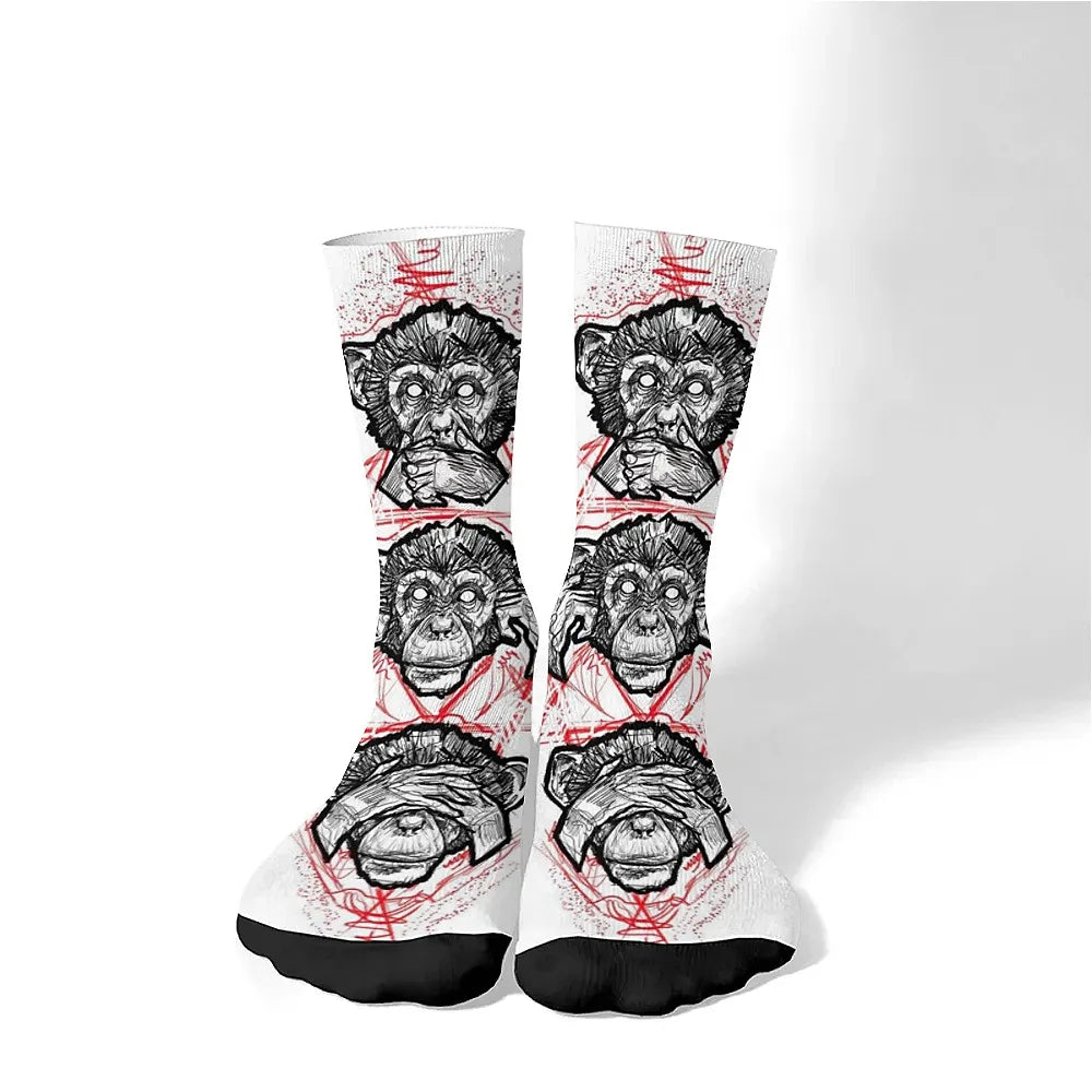 New and interesting men's socks, retro fun art gorilla, street hip-hop style, comfortable and breathable, outdoor leisure sports