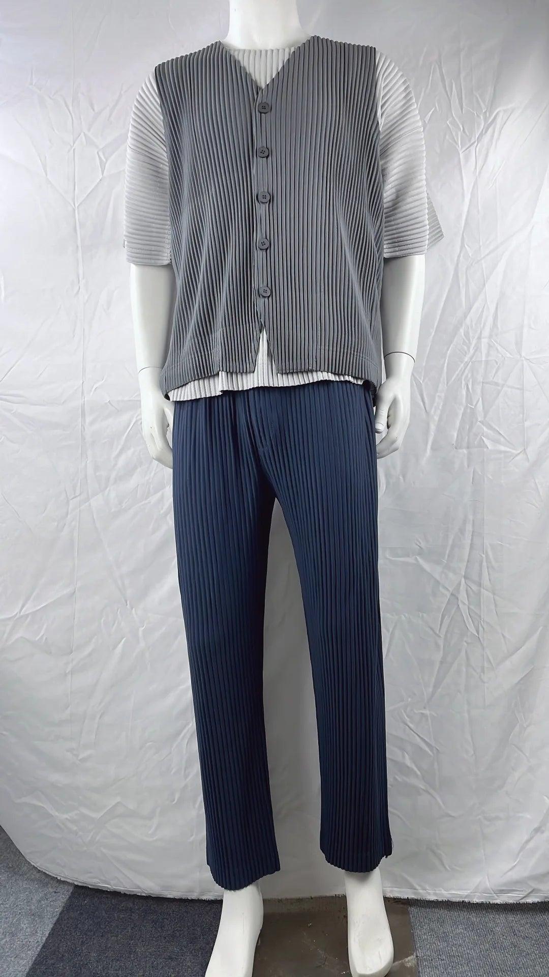 Pleats Pleated Commuter Pants Men's 2024 Autumn New Draped Elastic Trousers Casual Japanese Men Solid Color Nine Minute Pants