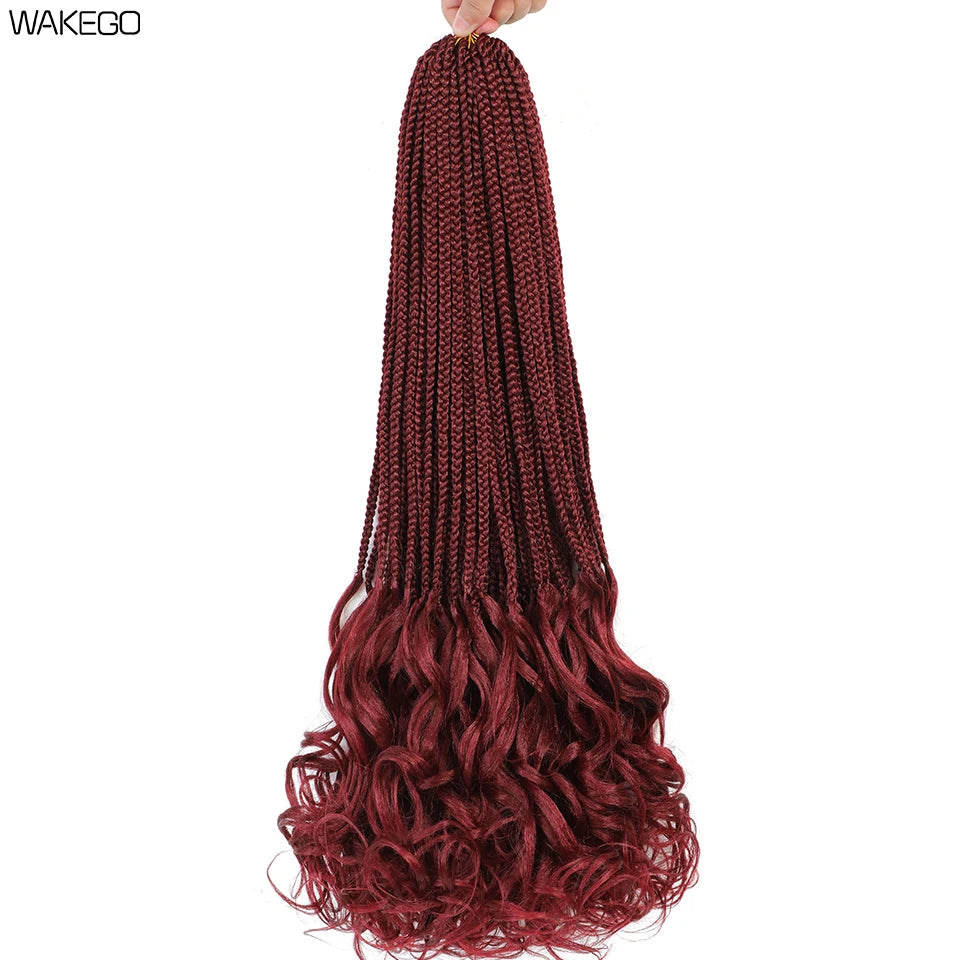 24 18 14 Inches French Curly Crochet Braids New Goddess Box Braids Bouncy French Curl Braid Hair Crochet Synthetic Braiding Hair