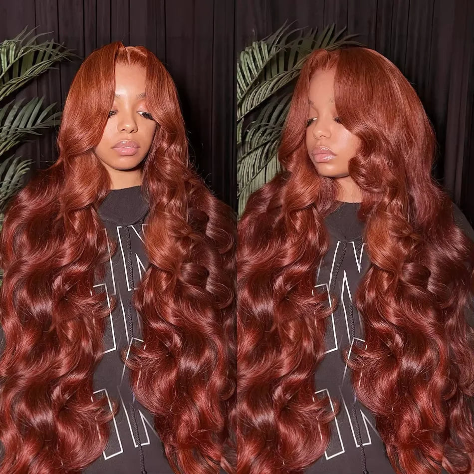 HD Reddish Brown Body Wave 13x4 Lace Front Human Hair Wigs Colored 100% Vietnamese Remy Human Hair Wigs Pre Plucked For Women